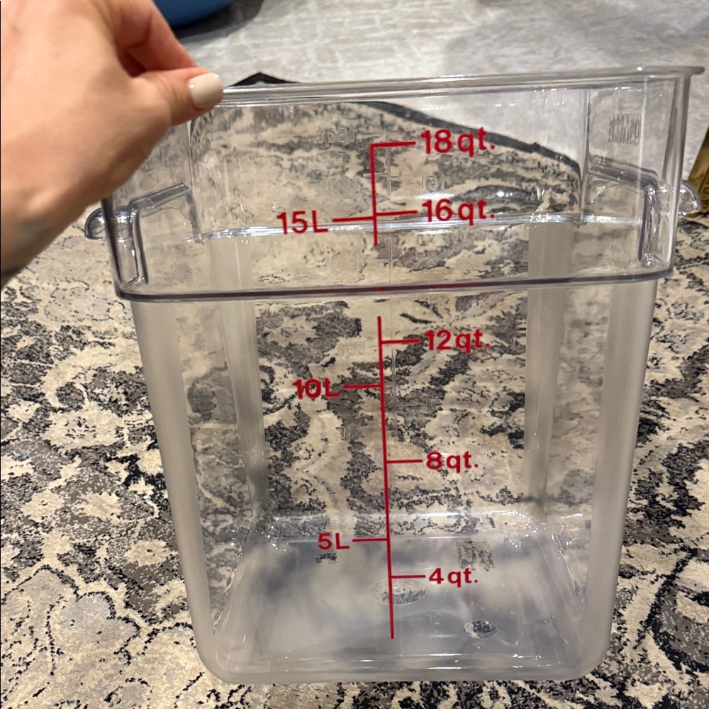 Clear Storage Container with Red Measurement Markings
